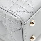 DIOR MINI LADY DIOR LAMBSKIN LIGHT GREY LGHW