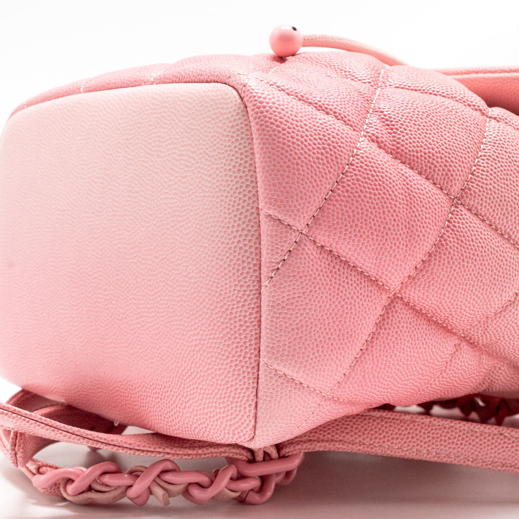Chanel CC Flap Drawstring Backpack Caviar Gradient Pink SHW (Microchip)