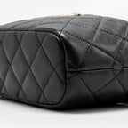 CHANEL 25C DETAIL LOGO QUILTED HOBO BAG CAVIAR BLACK GHW (MICROCHIP)