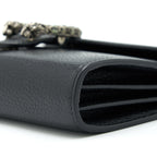 GUCCI MINI DIONYSUS WALLET ON CHAIN GRAINED CALFSKIN BLACK SHW