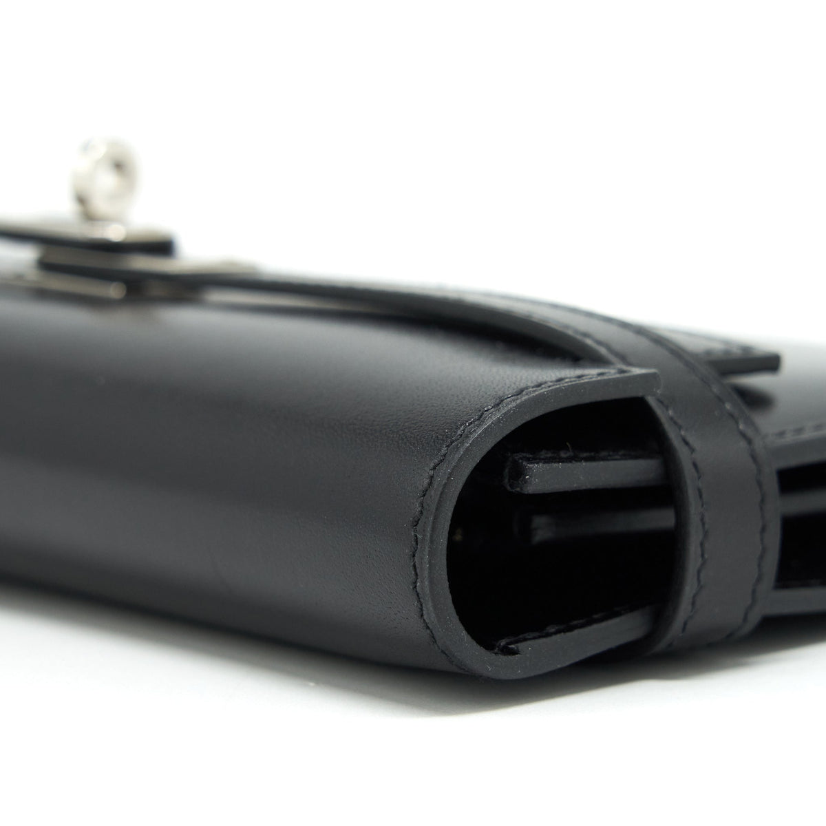 Hermes Kelly Classic Long Wallet Box Black SHW