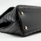 CHANEL MEDIUM COCO HANDLE CHEVRON CALFSKIN BLACK GHW