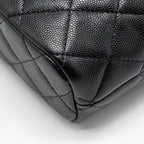 CHANEL 25C DETAIL LOGO QUILTED HOBO BAG CAVIAR BLACK GHW (MICROCHIP)