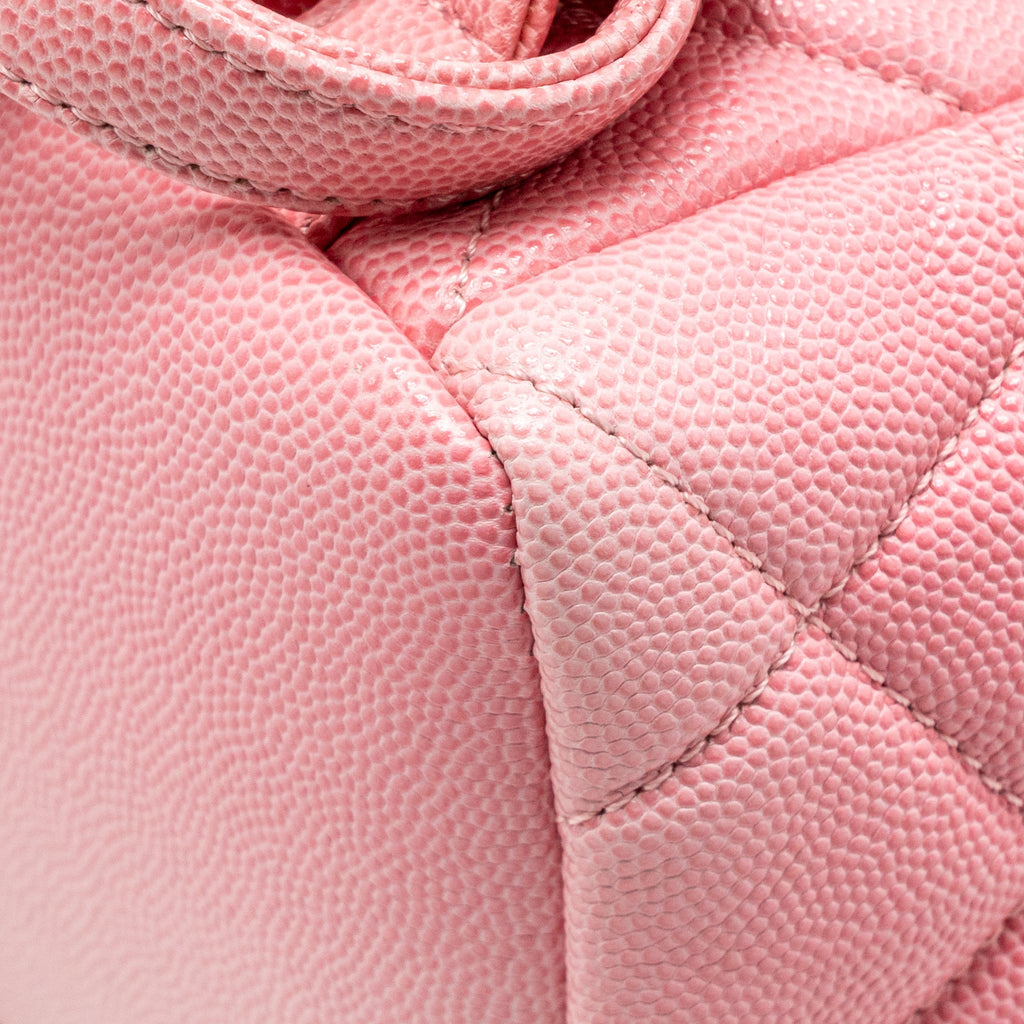 Chanel CC Flap Drawstring Backpack Caviar Gradient Pink SHW (Microchip)
