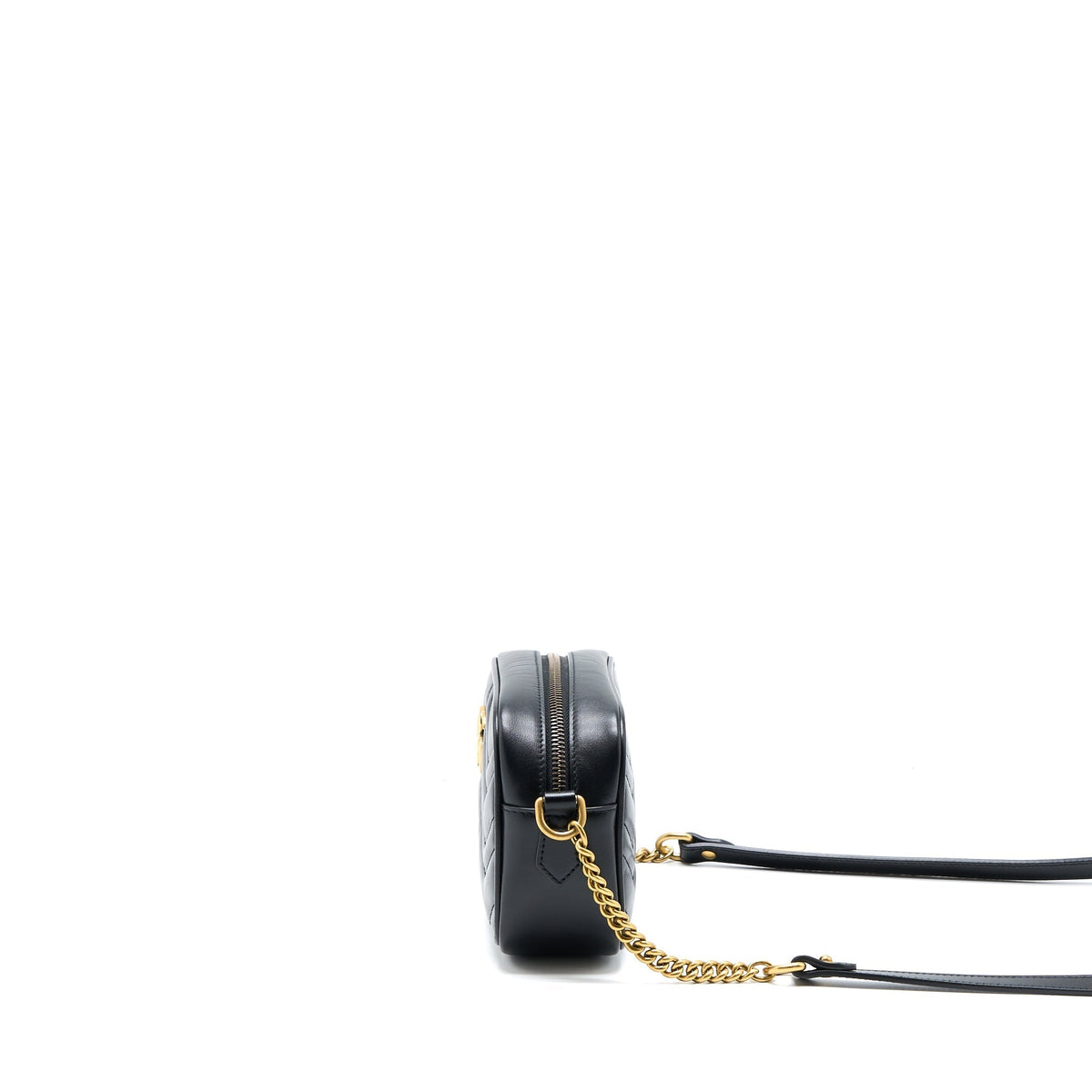 GUCCI GG MINI MARMONT MATELASSÉ BAG BLACK GHW