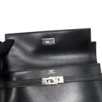 Hermes Kelly Classic Long Wallet Box Black SHW