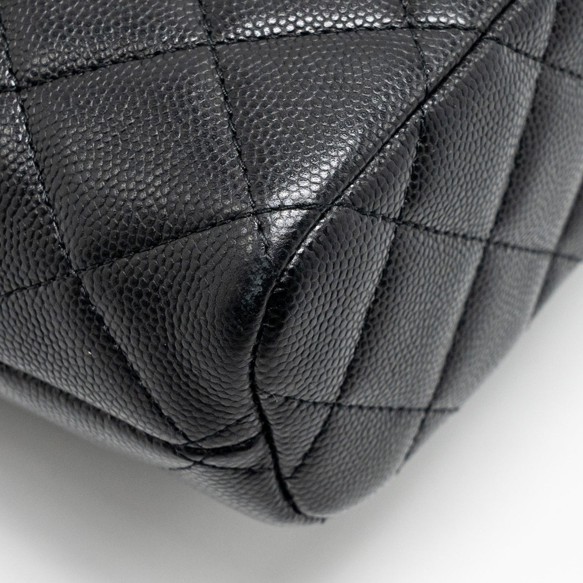 CHANEL 25C DETAIL LOGO QUILTED HOBO BAG CAVIAR BLACK GHW (MICROCHIP)