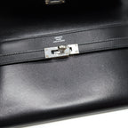 Hermes Kelly Classic Long Wallet Box Black SHW