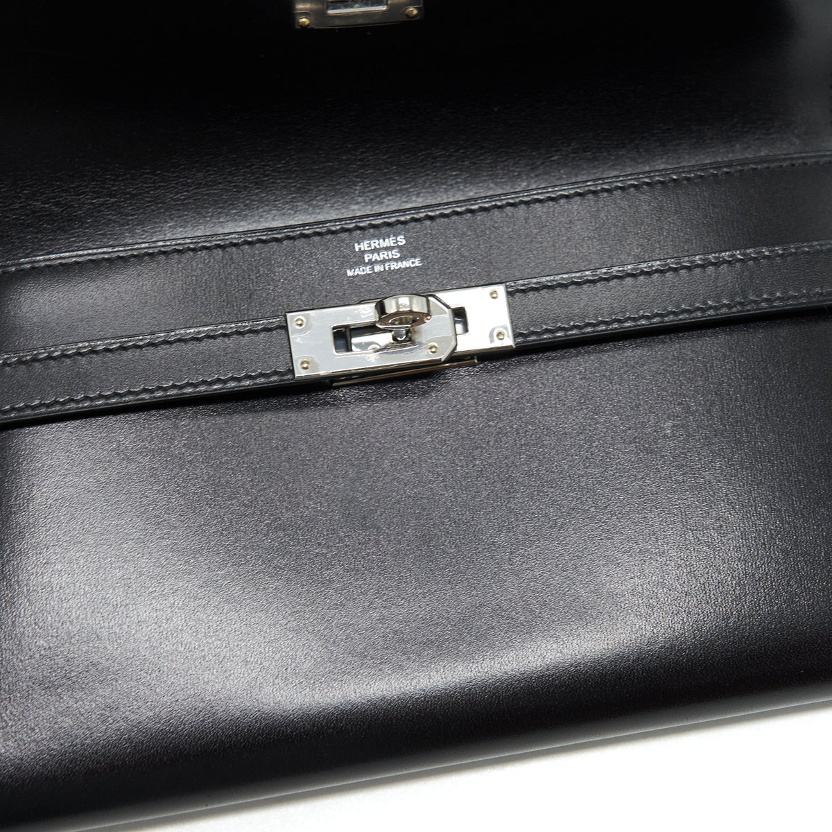 Hermes Kelly Classic Long Wallet Box Black SHW