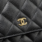 CHANEL CLASSIC WALLET ON CHAIN CAVIAR BLACK GHW (MICROCHIP)