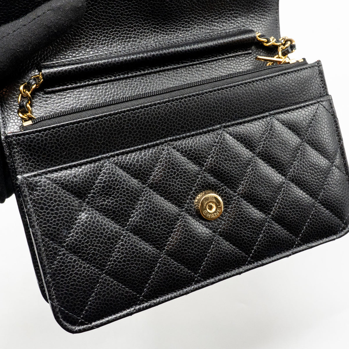 CHANEL CLASSIC WALLET ON CHAIN CAVIAR BLACK GHW (MICROCHIP)