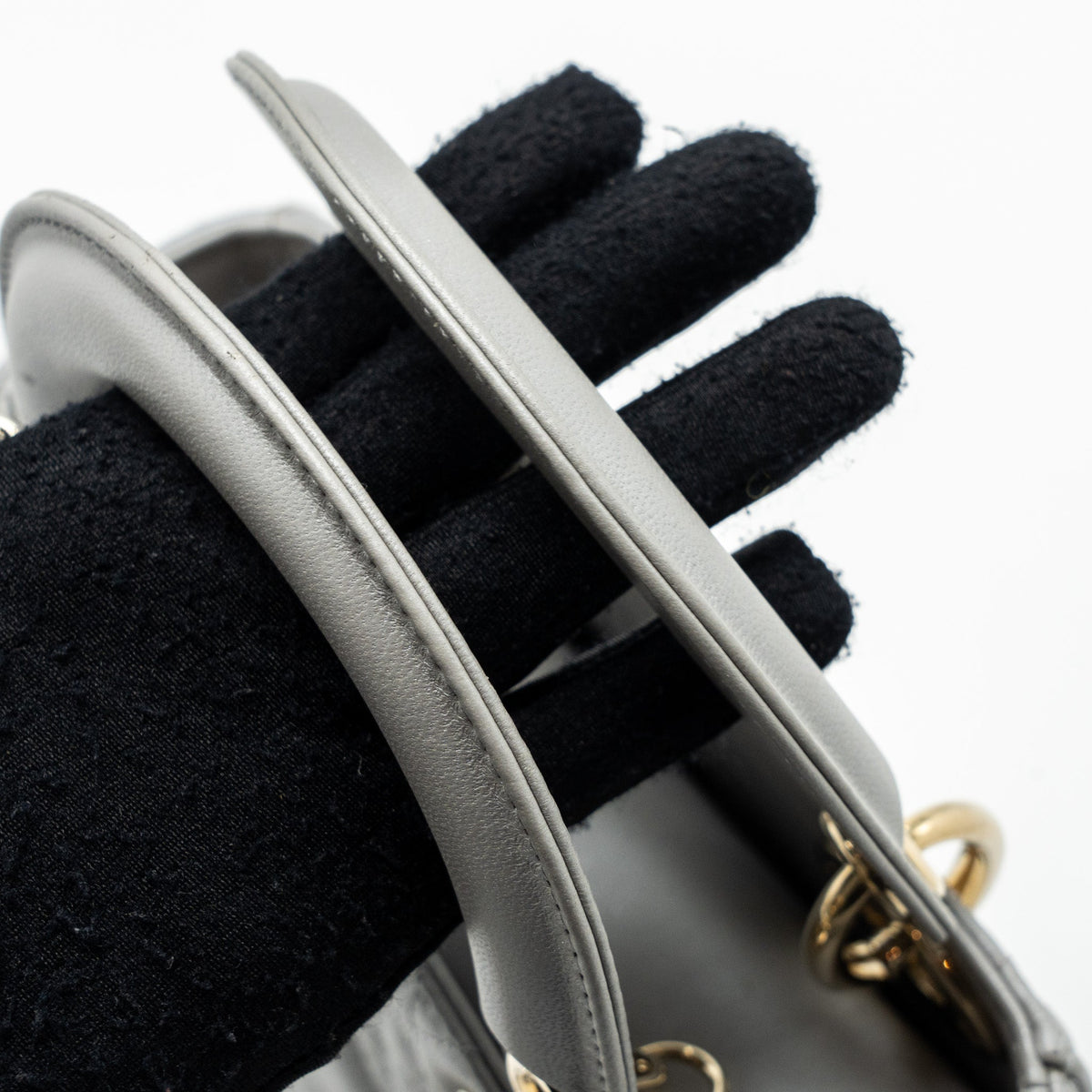 DIOR MINI LADY DIOR LAMBSKIN GREY LGHW