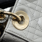DIOR MINI LADY DIOR LAMBSKIN GREY LGHW