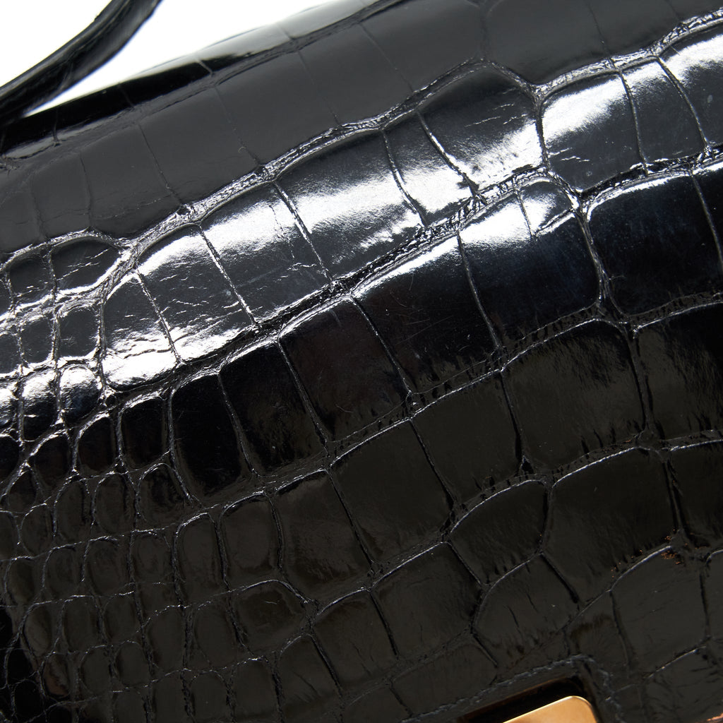 Hermes Mini Constance Alligator Mississipplensis Black RGHW