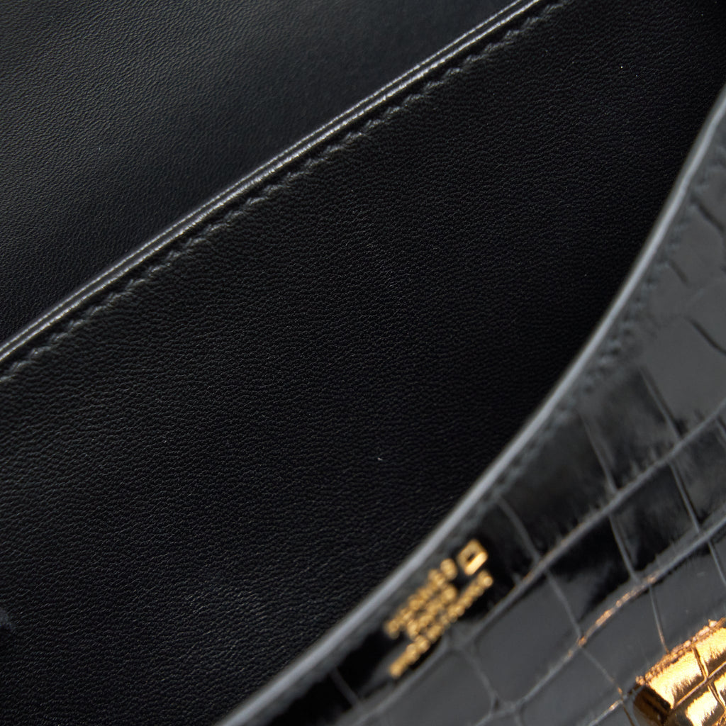 Hermes Mini Constance Alligator Mississipplensis Black RGHW