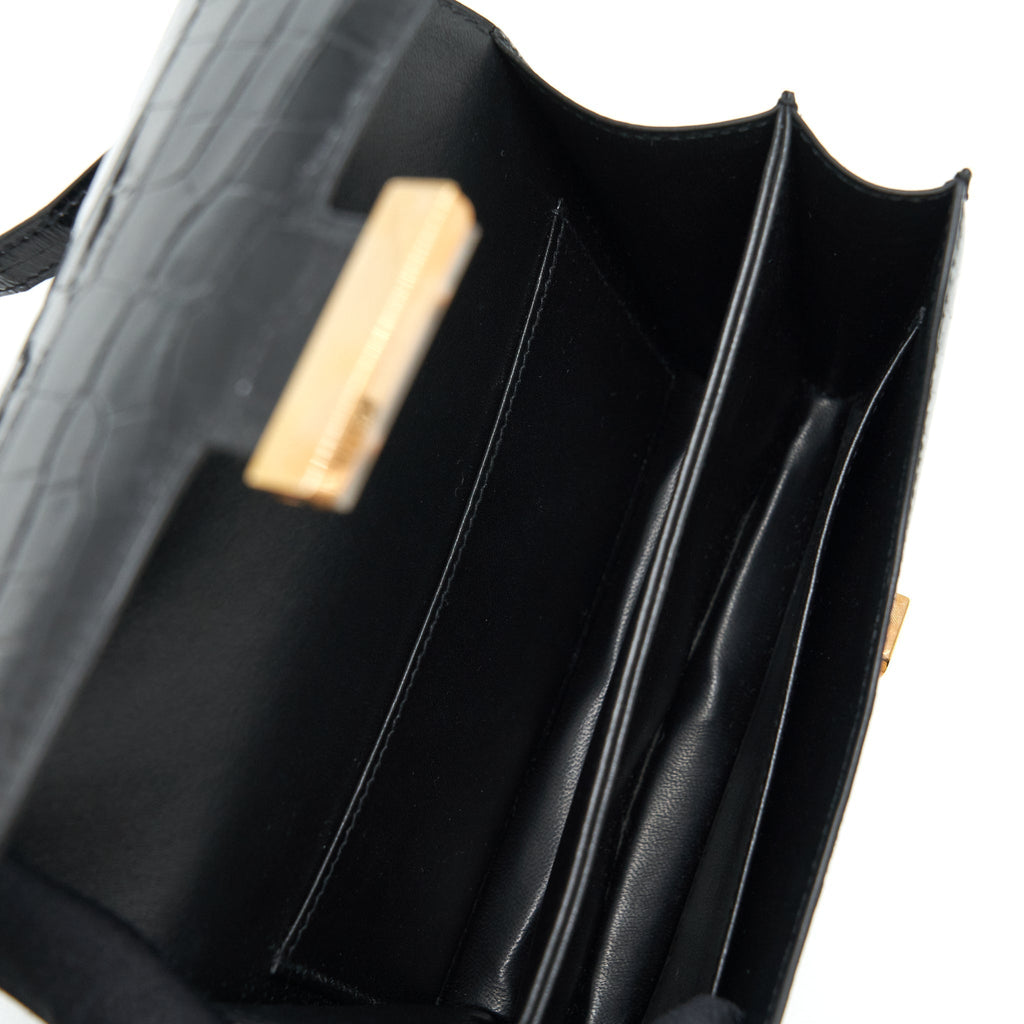 HERMES MINI CONSTANCE ALLIGATOR MISSISSIPPLENSIS BLACK RGHW
