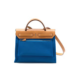 HERMES HERBAG ZIP 31 BAG CANVAS BLUE SHW