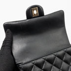 CHANEL TOP HANDLE MINI RECTANGULAR FLAP BAG LAMBSKIN BLACK LGHW (MICROCHIP)
