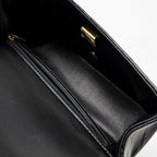 CHANEL TOP HANDLE MINI RECTANGULAR FLAP BAG LAMBSKIN BLACK LGHW (MICROCHIP)