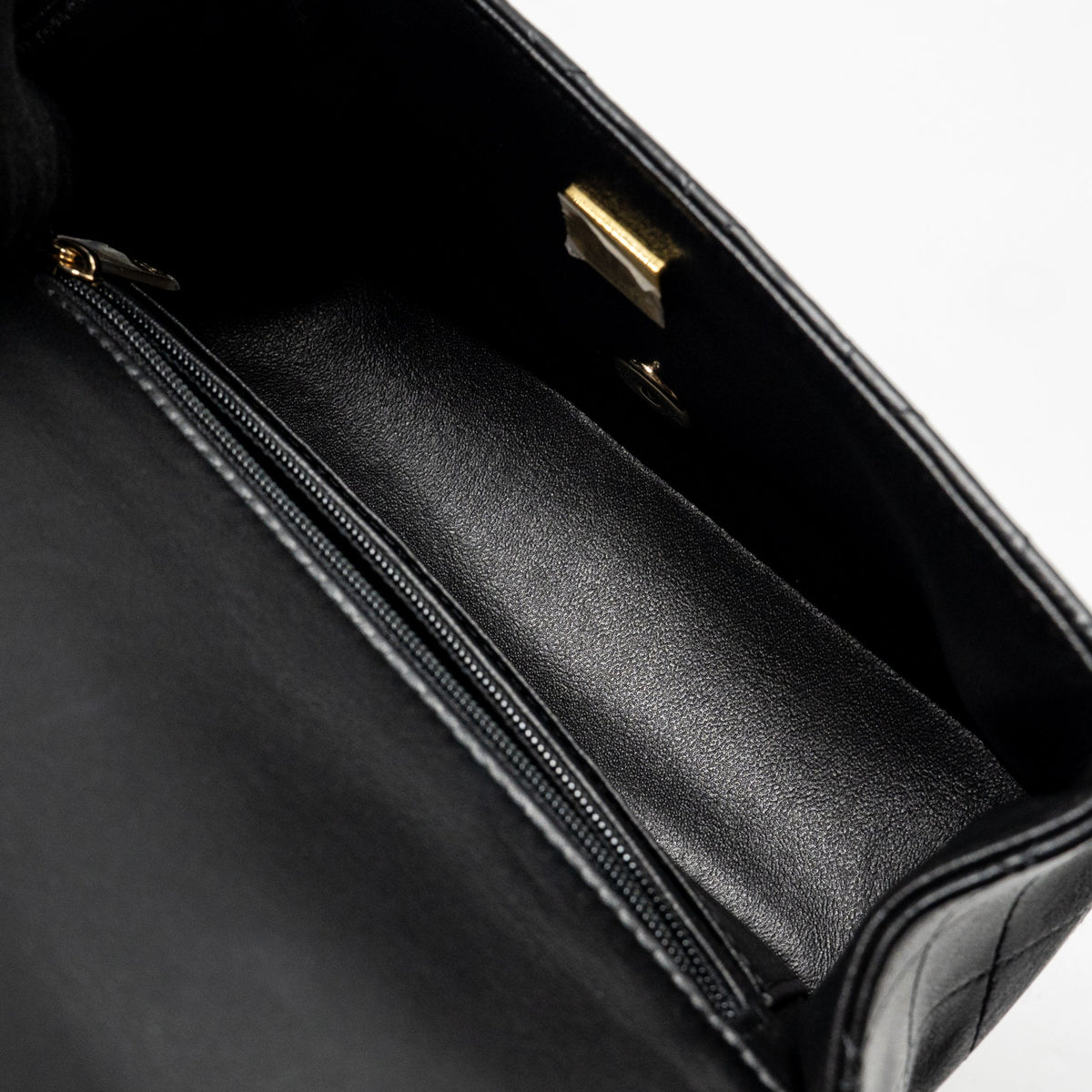 CHANEL TOP HANDLE MINI RECTANGULAR FLAP BAG LAMBSKIN BLACK LGHW (MICROCHIP)