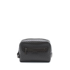 GUCCI GG PRINT POUCH CALFSKIN DARK BROWN SHW