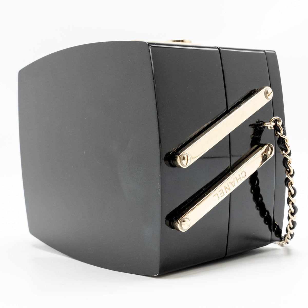 Chanel 2016 moonlight Minaudiere evening bag lucite / crystal black LGHW