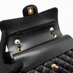 CHANEL SMALL CLASSIC DOUBLE FLAP BAG CAVIAR BLACK GHW (MICROCHIP)