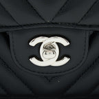 CHANEL MEDIUM CLASSIC DOUBLE FLAP BAG CHEVRON CAVIAR BLACK SHW