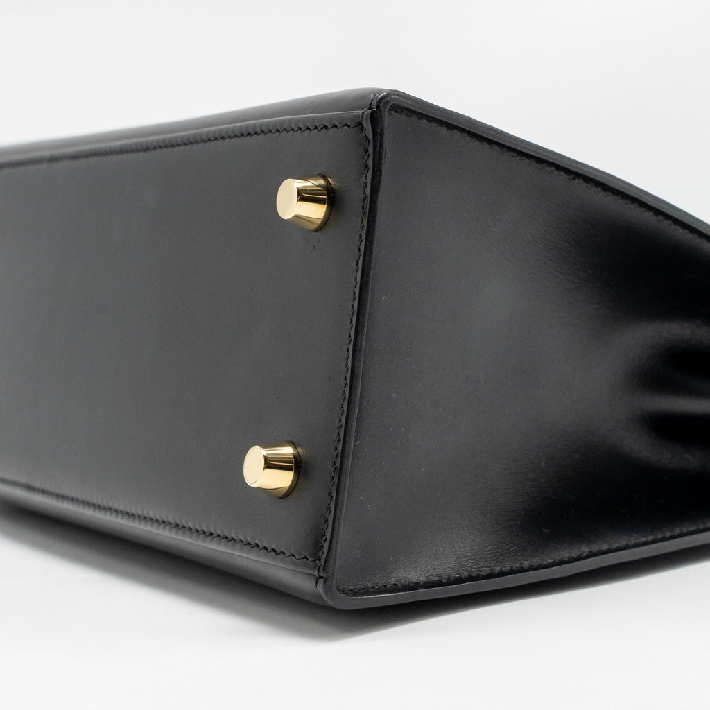 HERMES KELLY 25 BOX BLACK GHW