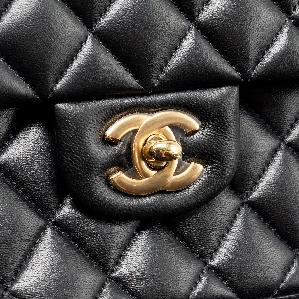 CHANEL SMALL CLASSIC DOUBLE FLAP BAG LAMBSKIN BLACK GHW