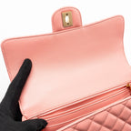CHANEL 23K DETAIL TOP HANDLE FLAP BAG LAMBSKIN PINK GHW (MICROCHIP)