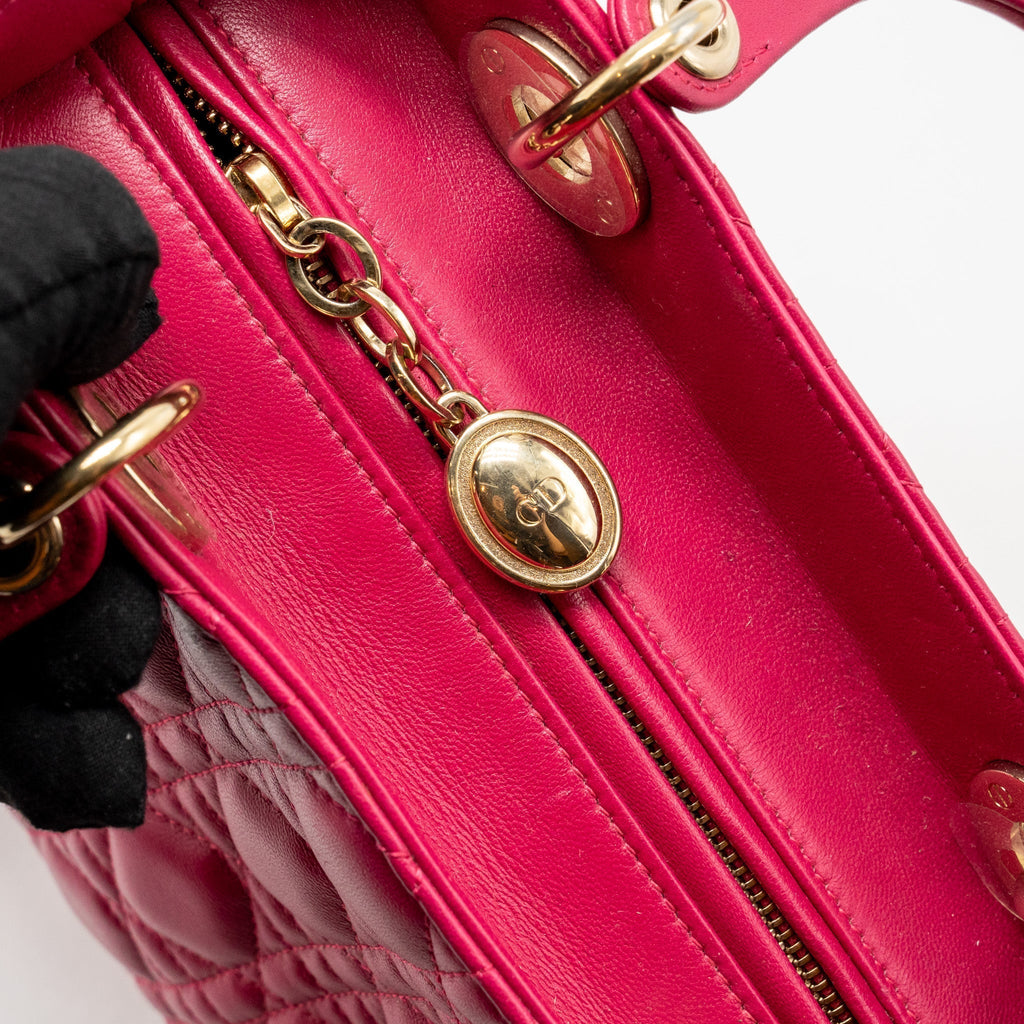 DIOR MEDIUM LADY DIOR LAMBSKIN PINK GHW