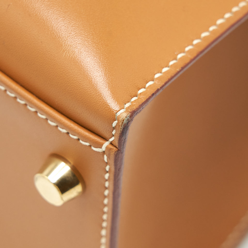 Hermes Vintage Kelly 32 Box Leather Natural Sable GHW