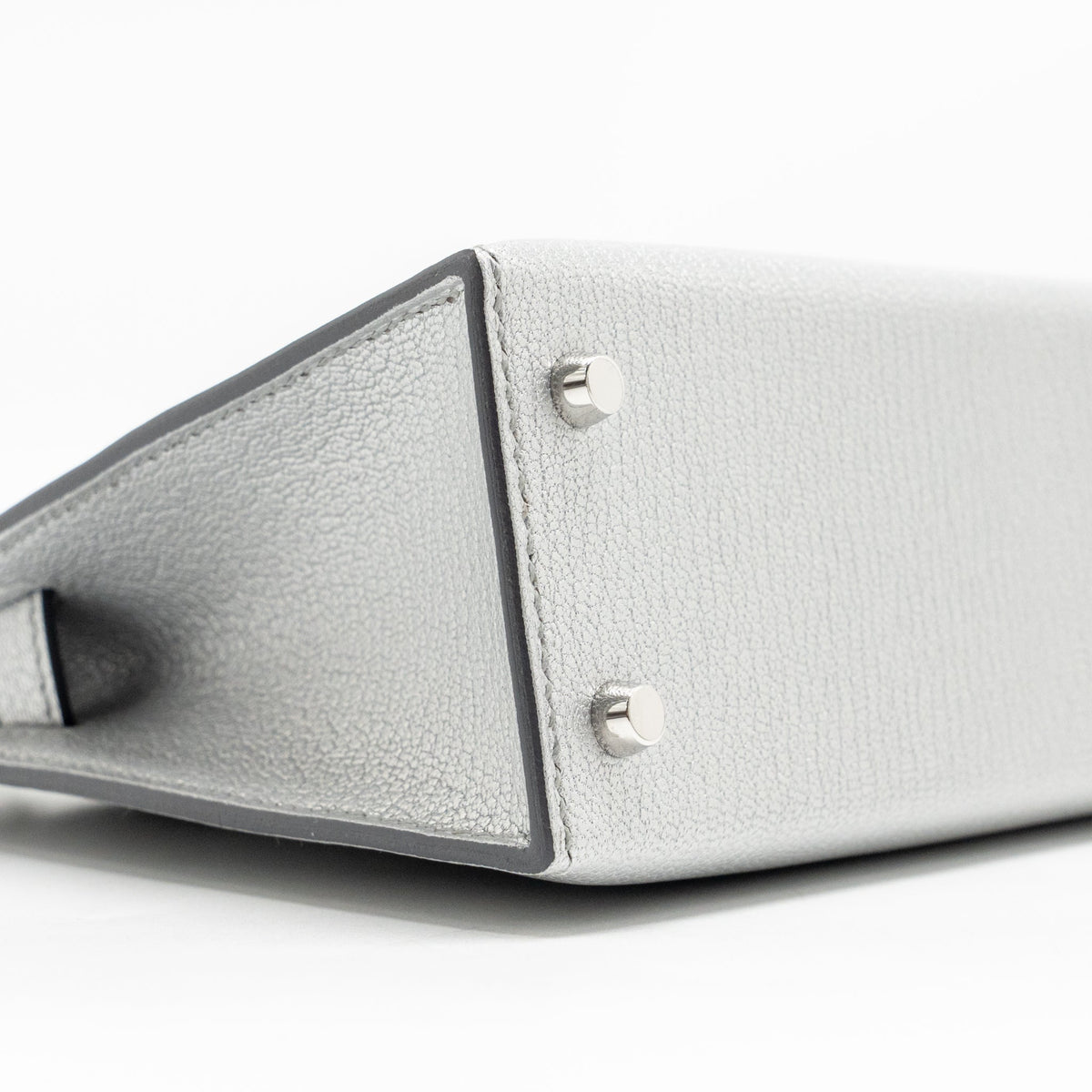 Hermes Mini Kelly II Chèvre Chamkilight Argent SHW