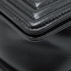 CHANEL BOY BAG NEW MEDIUM (28CM) LAMBSKIN BLACK RUTHENIUM GHW