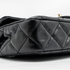 CHANEL 23A CLASSIC FLAP CLUTCH SHINY CALFSKIN BLACK GHW (MICROCHIP)