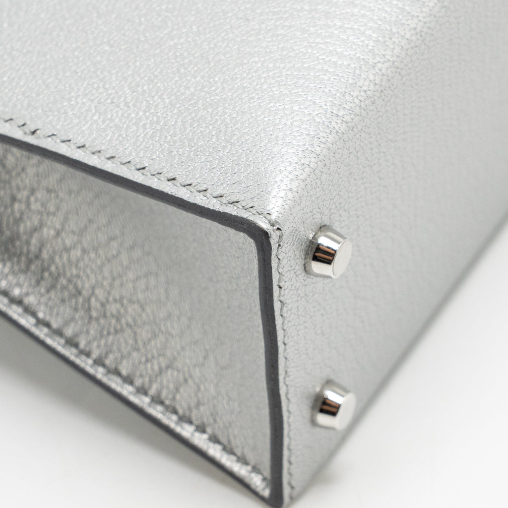 Hermes Mini Kelly II Chèvre Chamkilight Argent SHW