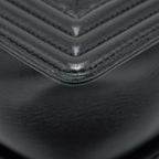 CHANEL BOY BAG NEW MEDIUM (28CM) LAMBSKIN BLACK RUTHENIUM GHW
