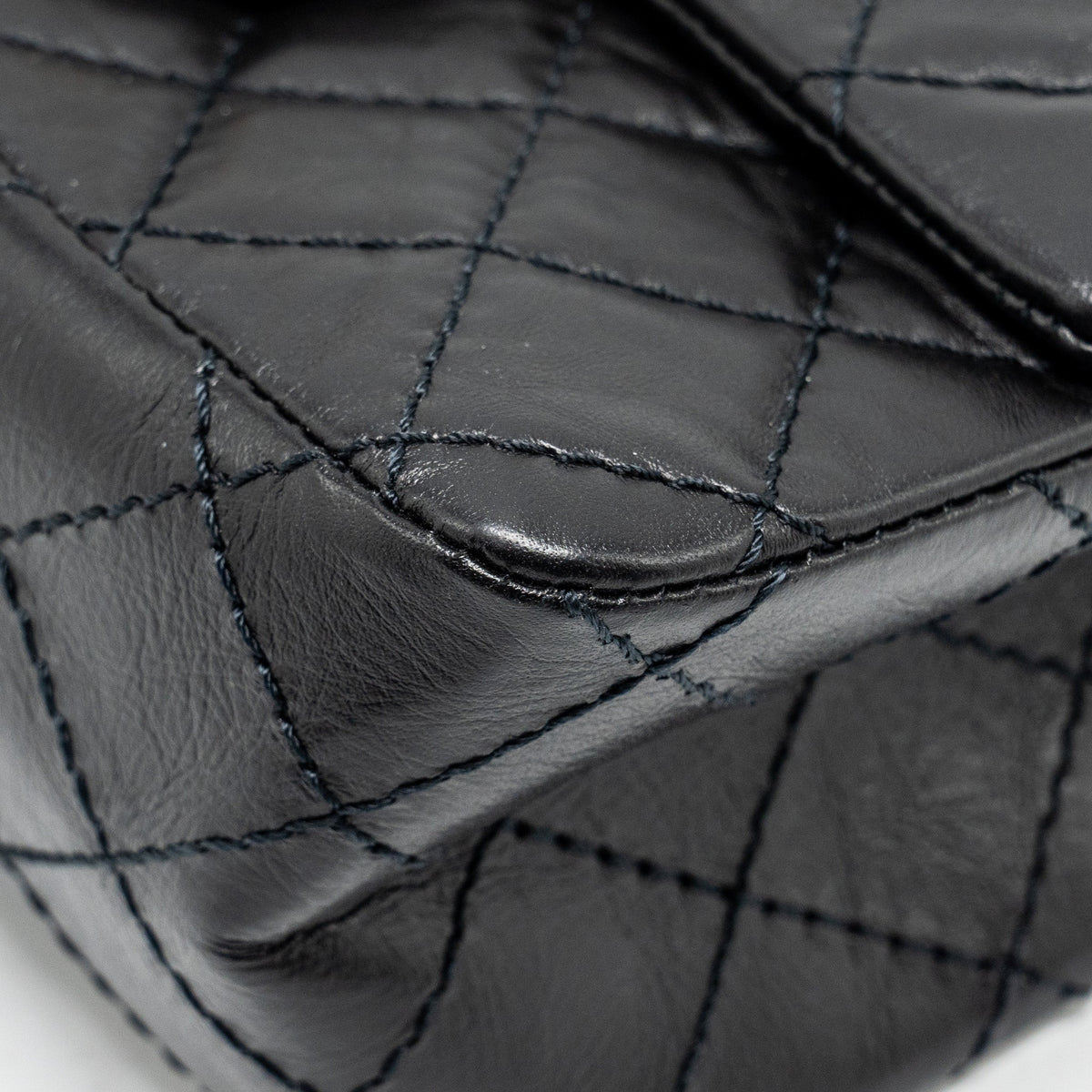 CHANEL MINI 2.55 REISSUE FLAP BAG AGED CALFSKIN BLACK GHW