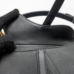 DIOR MINI SADDLE GRAINED CALFSKIN BLACK GHW