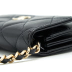 CHANEL MINI FLAP BAG WITH CAMELLIA CHAIN LAMBSKIN BLACK LGHW