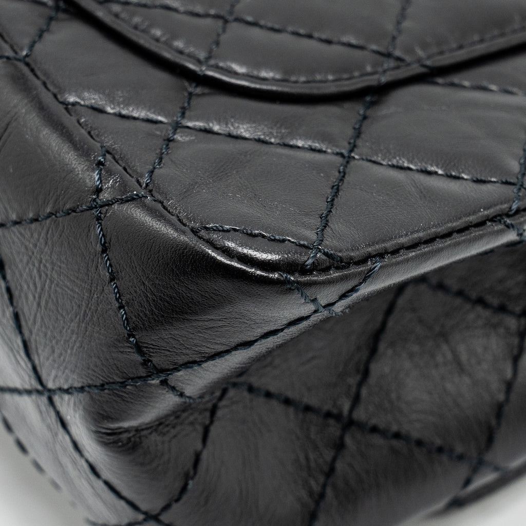 CHANEL MINI 2.55 REISSUE FLAP BAG AGED CALFSKIN BLACK GHW