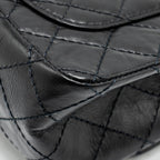 CHANEL MINI 2.55 REISSUE FLAP BAG AGED CALFSKIN BLACK GHW