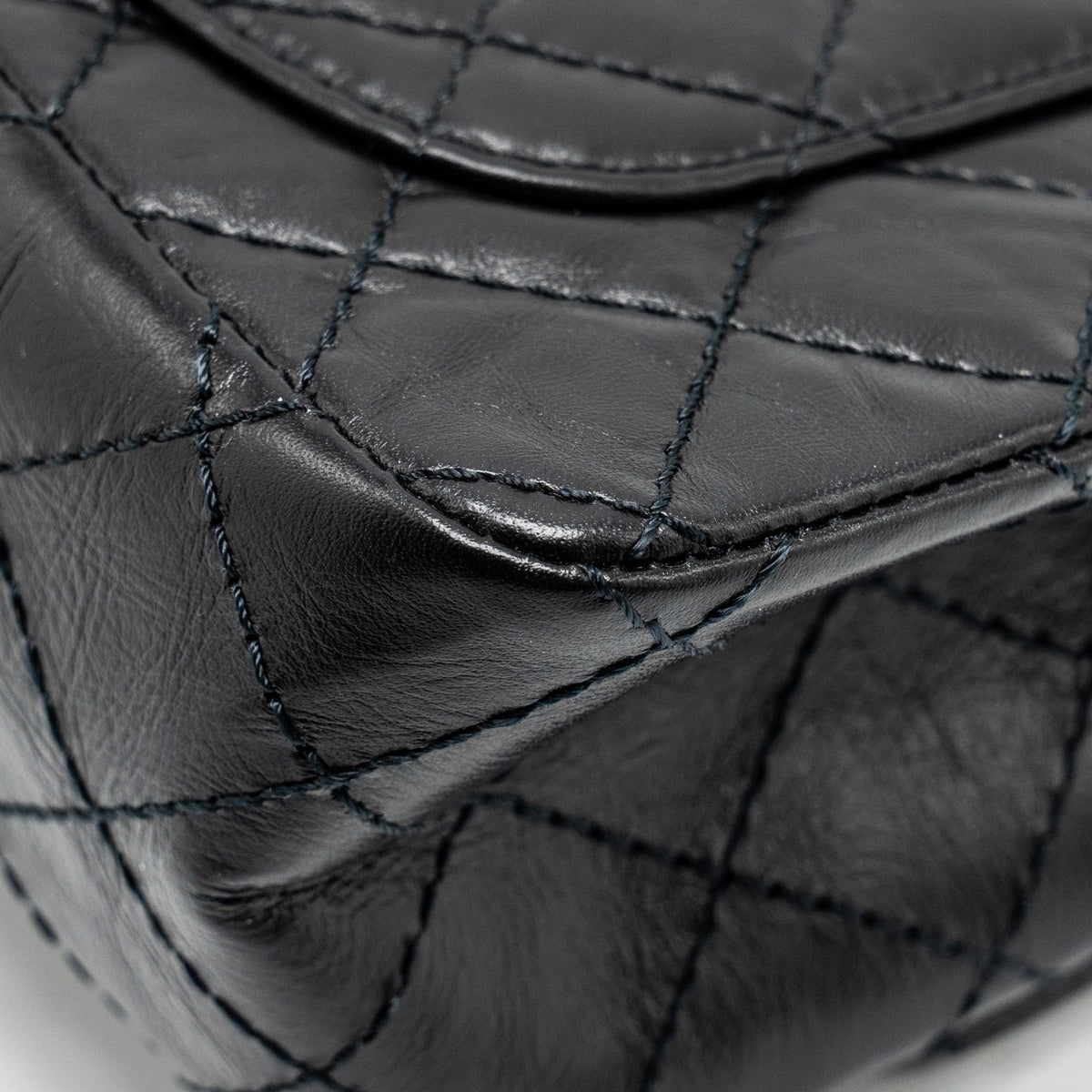 CHANEL MINI 2.55 REISSUE FLAP BAG AGED CALFSKIN BLACK GHW