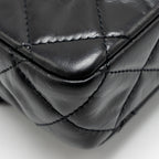 CHANEL 23A CLASSIC FLAP CLUTCH SHINY CALFSKIN BLACK GHW (MICROCHIP)