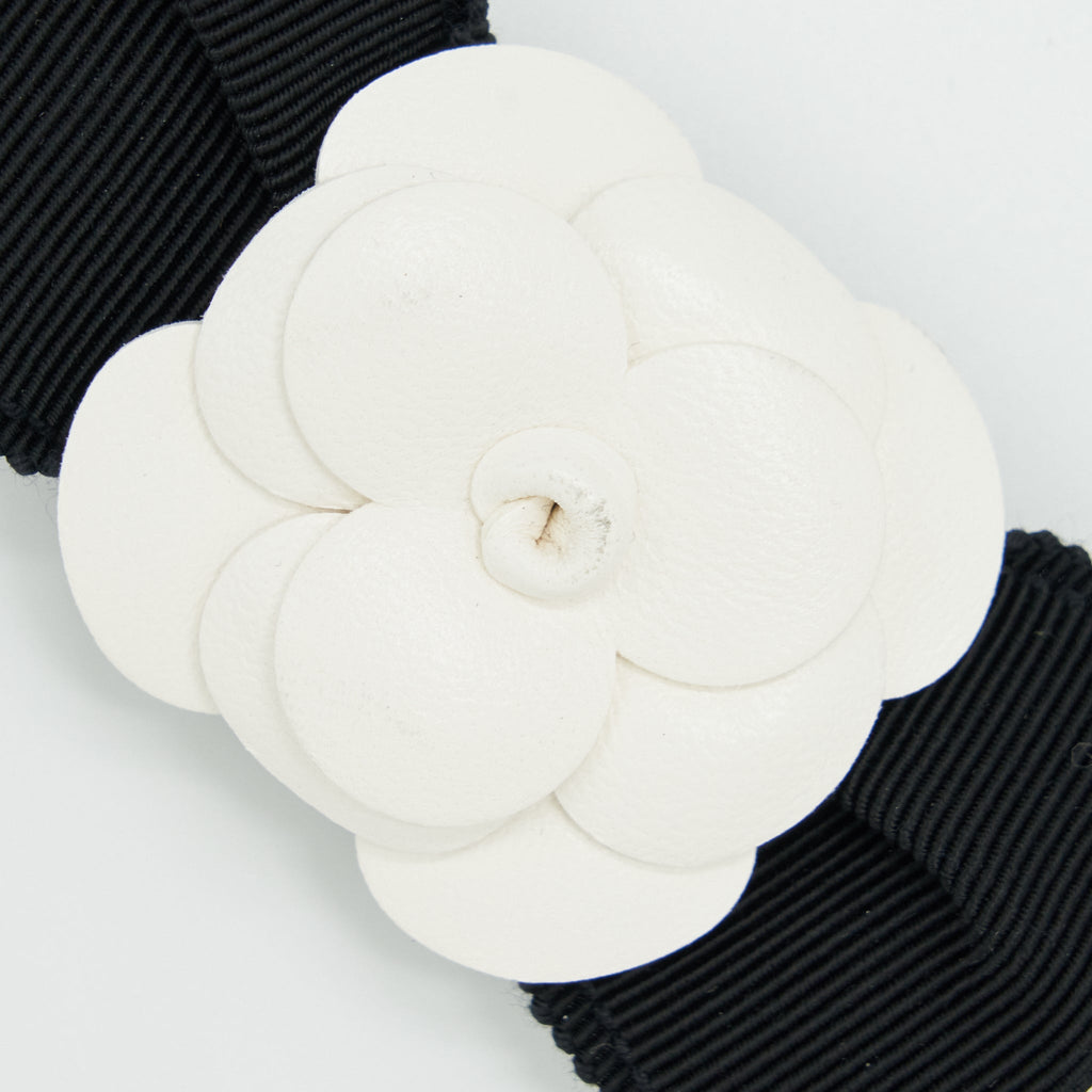 CHANEL MINI FLAP BAG WITH CAMELLIA CHAIN LAMBSKIN BLACK LGHW