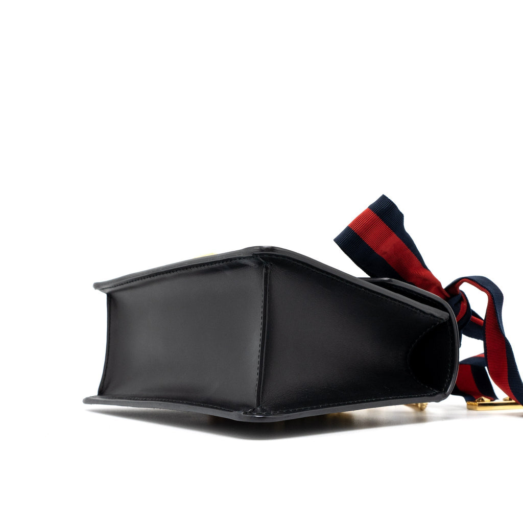 GUCCI MINI SYLVIE CHAIN BAG CALFSKIN BLACK GHW