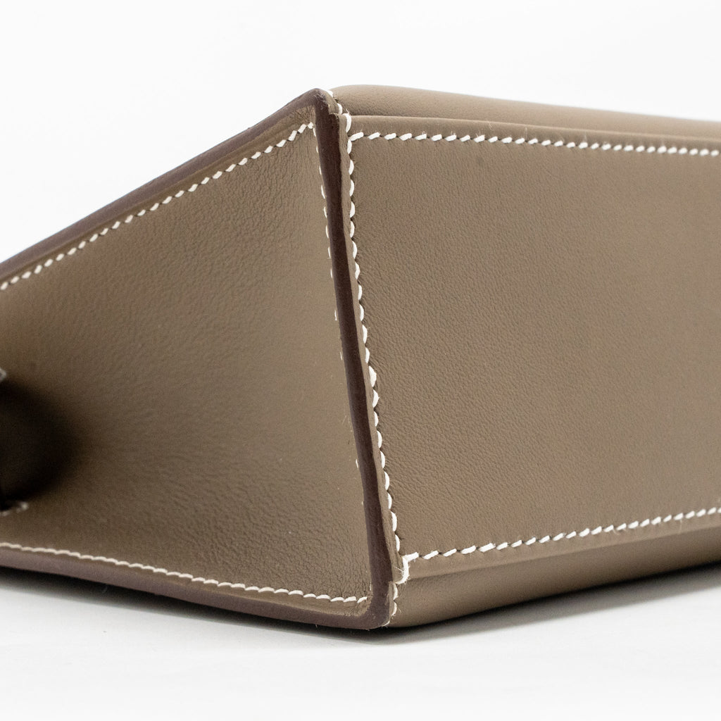 Hermes Kelly Pochette swift etoupe SHW