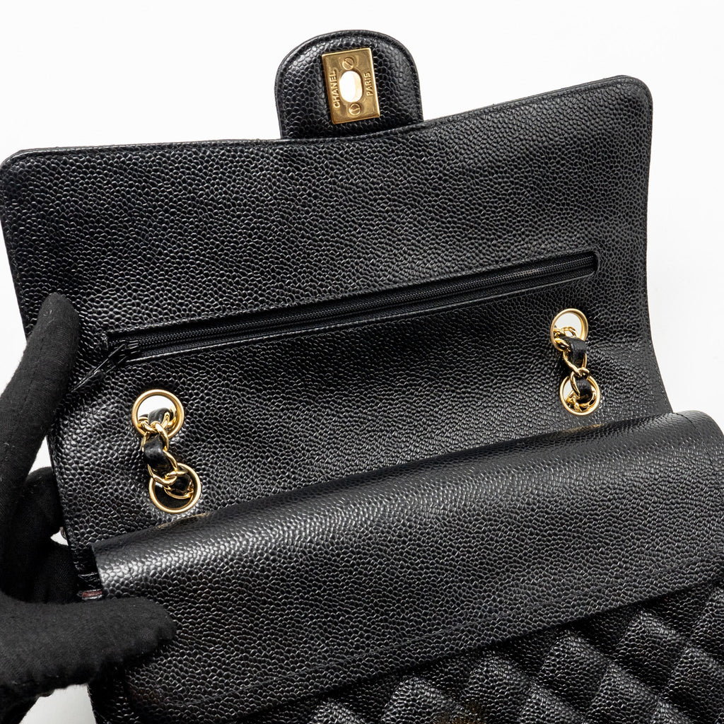 CHANEL MEDIUM CLASSIC DOUBLE FLAP BAG CAVIAR BLACK GHW