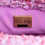 CHANEL 22P MINI SQUARE FLAP BAG TWEED PINK GOLD/PINK HARDWARE